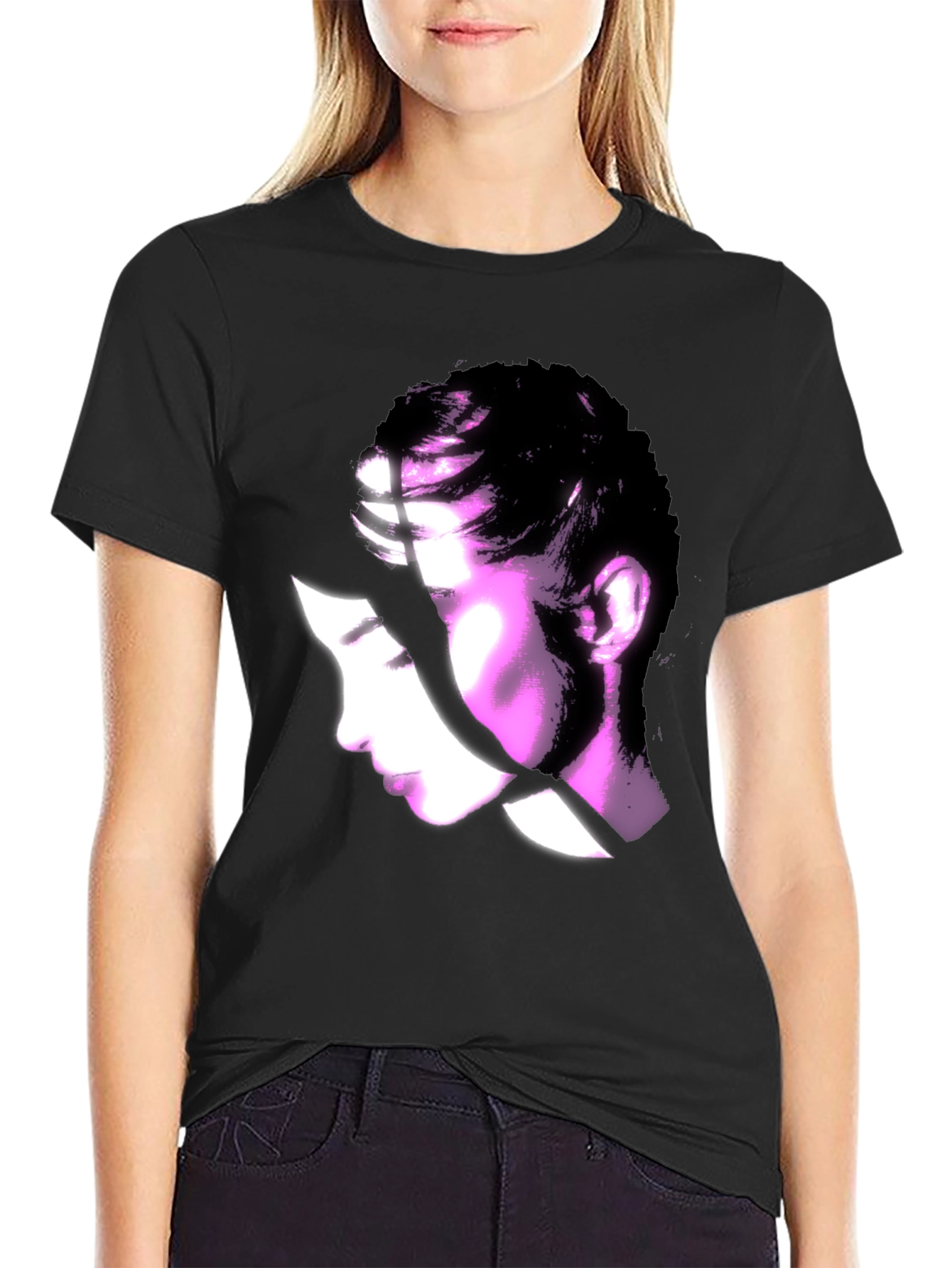 Abstract Woman Graphic Black T-Shirt