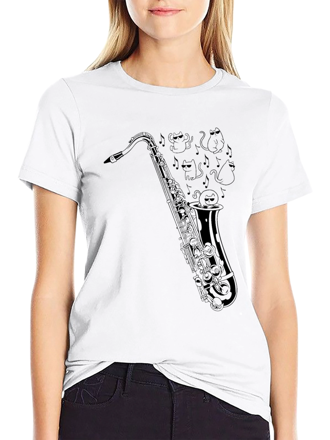 Cool Saxophone Cats Graphic T-Shirt