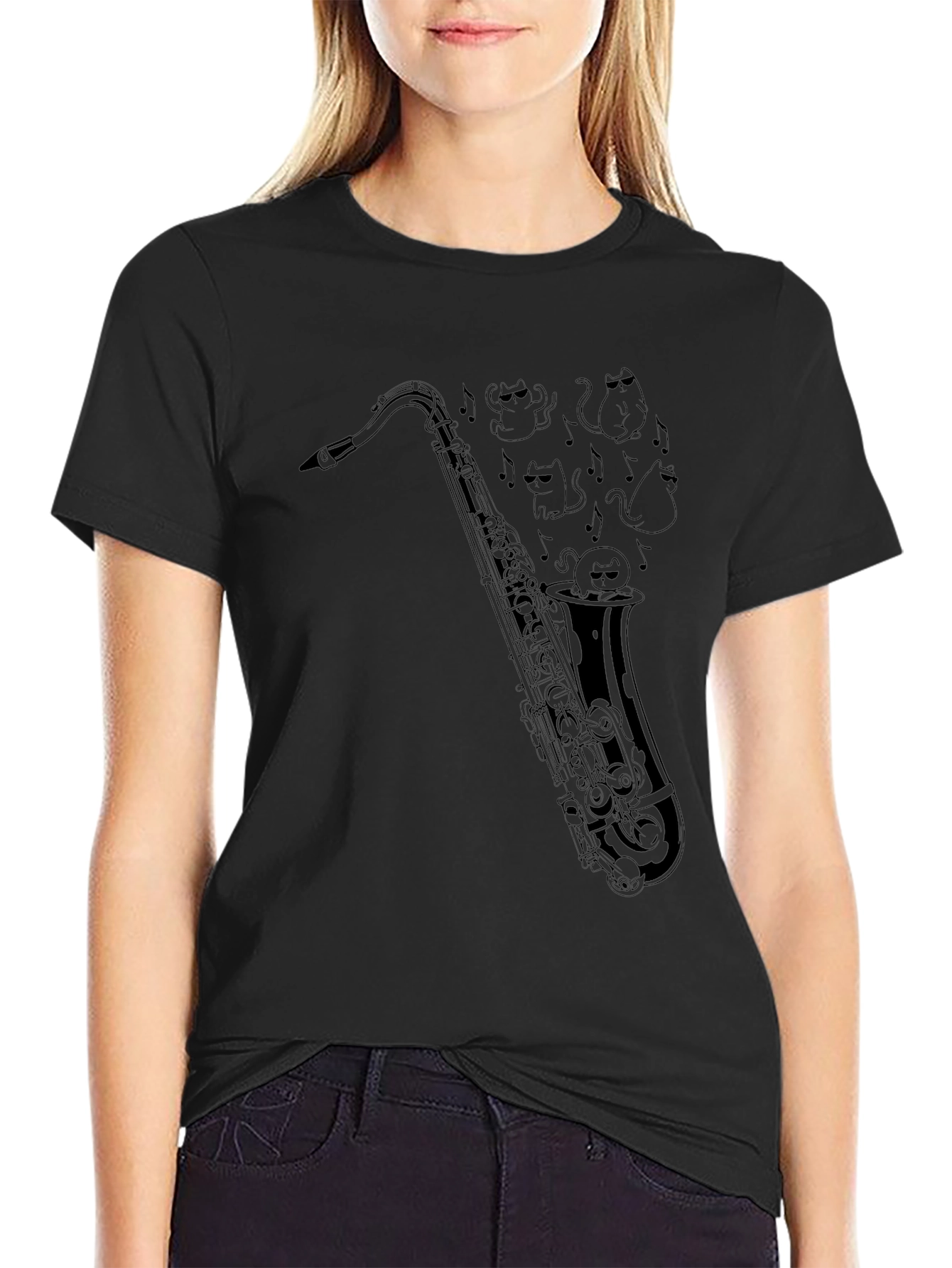 Cool Saxophone Cats Graphic T-Shirt