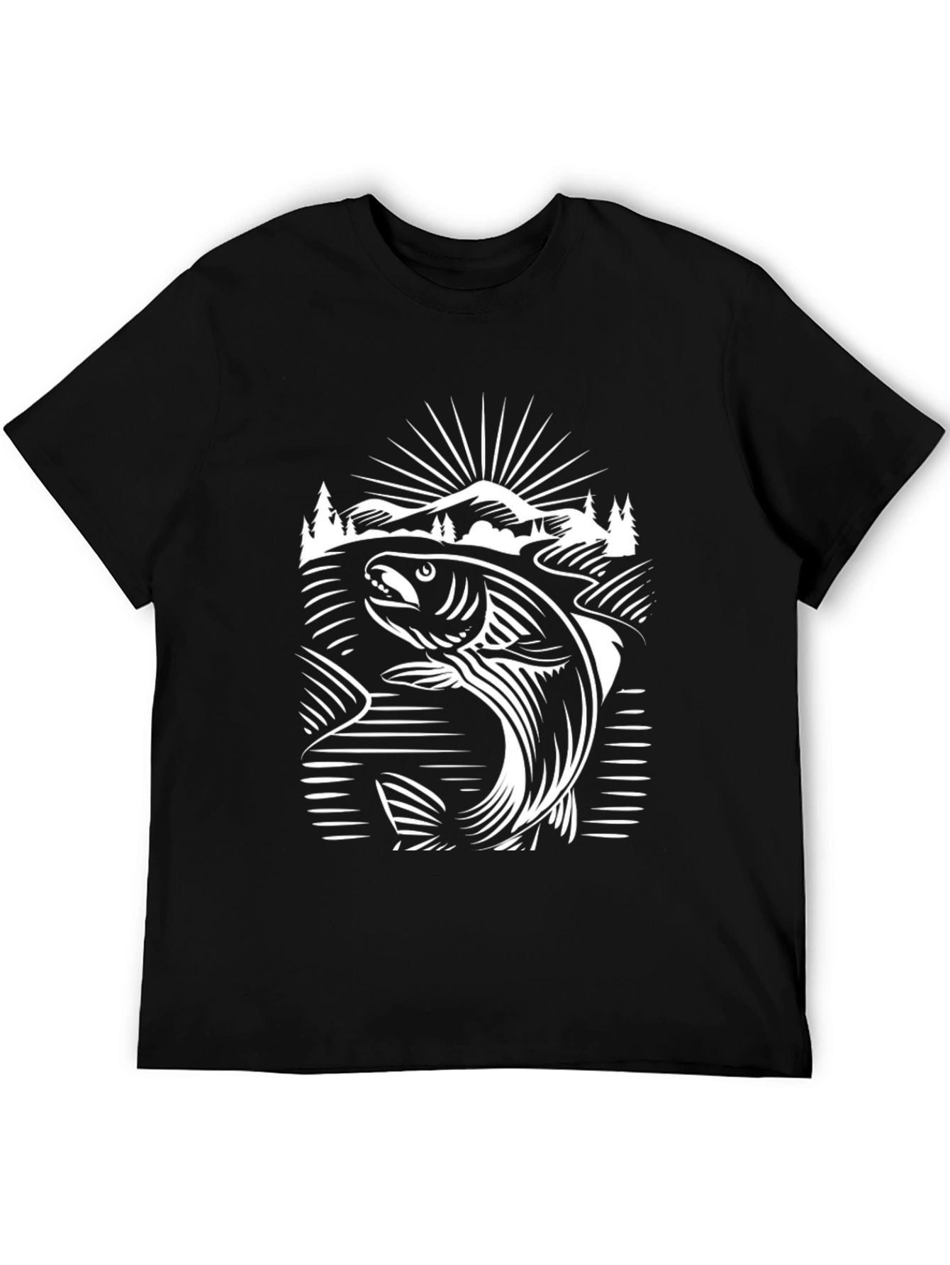 Fishing Graphic T-Shirt - Black Cotton Tee