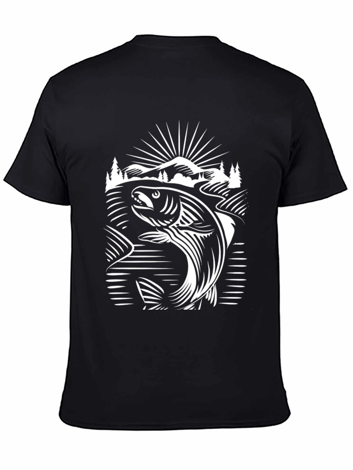 Fishing Graphic T-Shirt - Black Cotton Tee