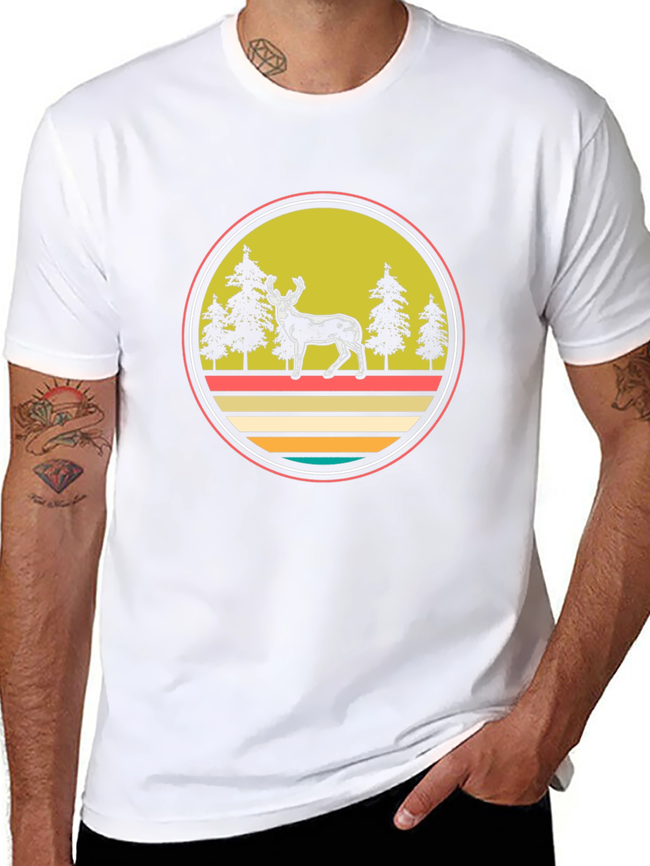 Retro Deer Forest T-Shirt - Adventure Awaits!