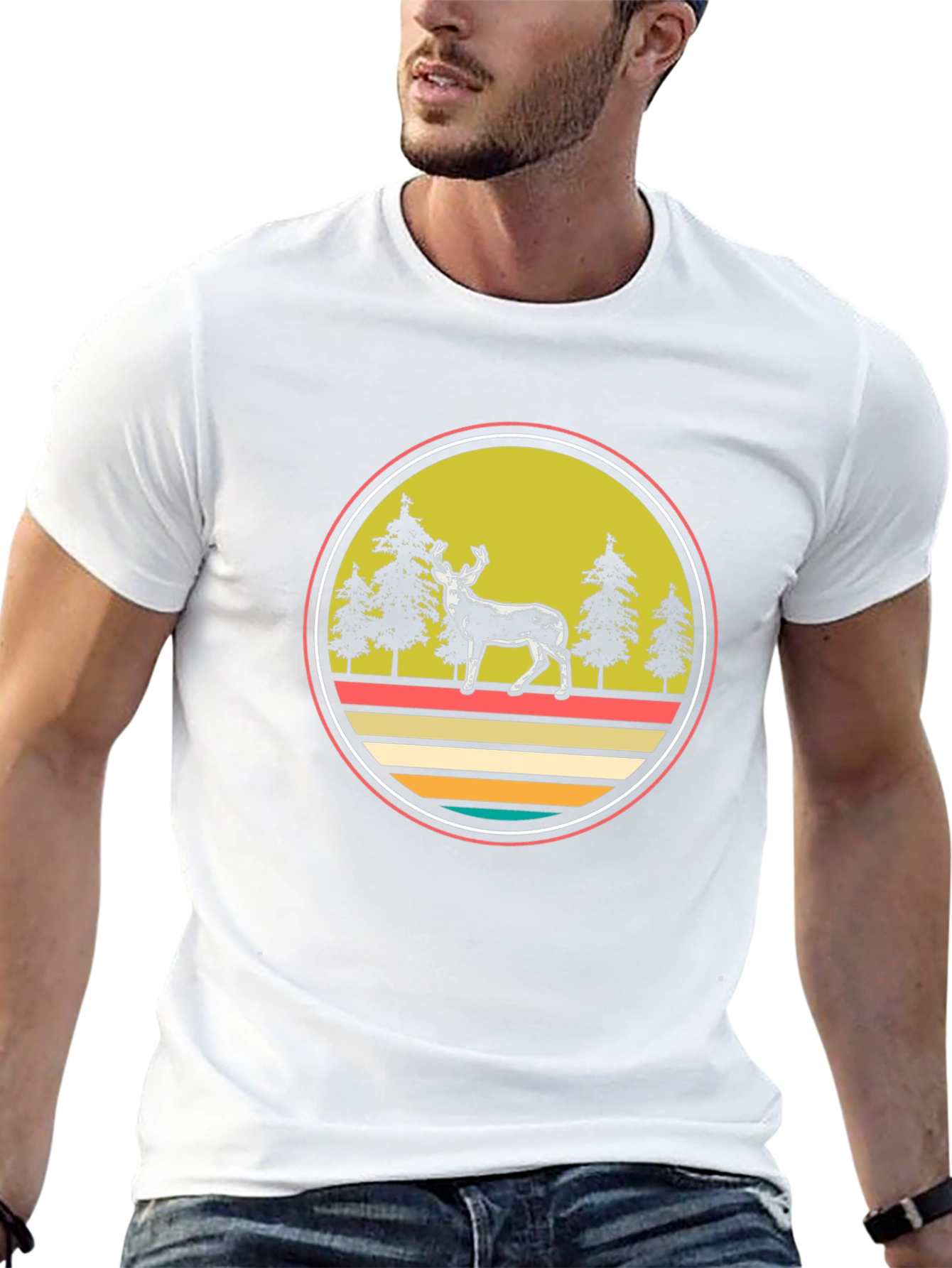 Retro Deer Forest T-Shirt - Adventure Awaits!