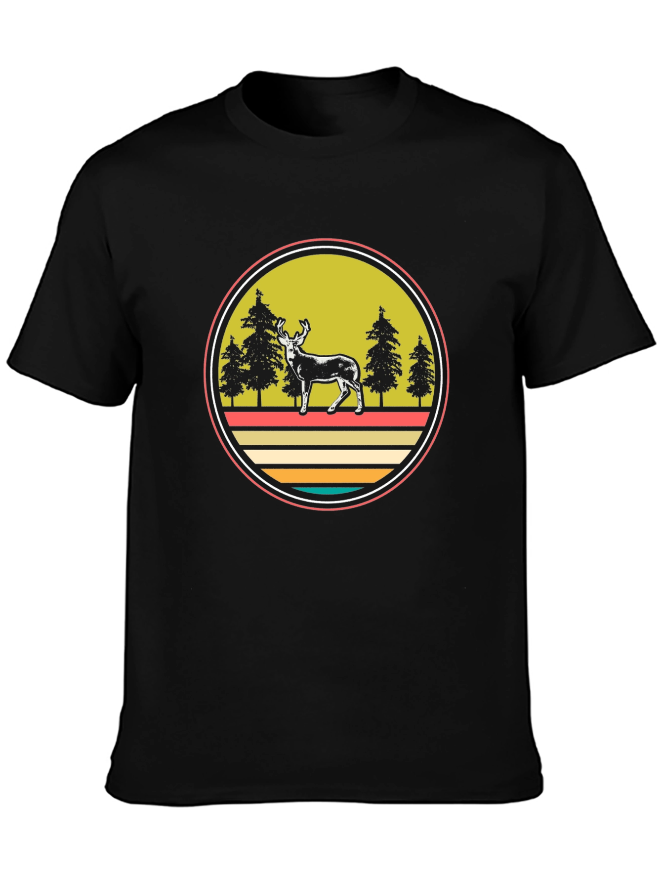 Retro Deer Forest T-Shirt - Adventure Awaits!