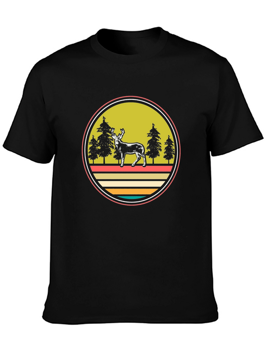 Retro Deer Forest T-Shirt - Adventure Awaits!