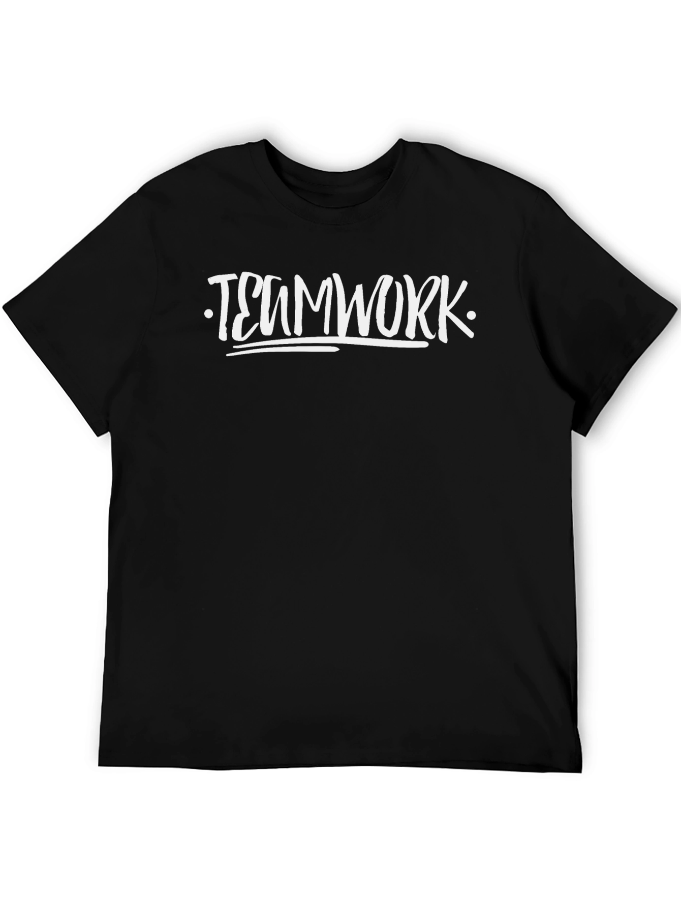 Teamwork T-Shirt Black Cotton Crew Neck Graphic Tee