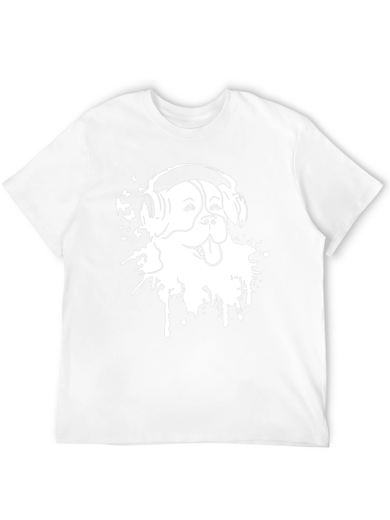 Dog with Headphones Black T-Shirt