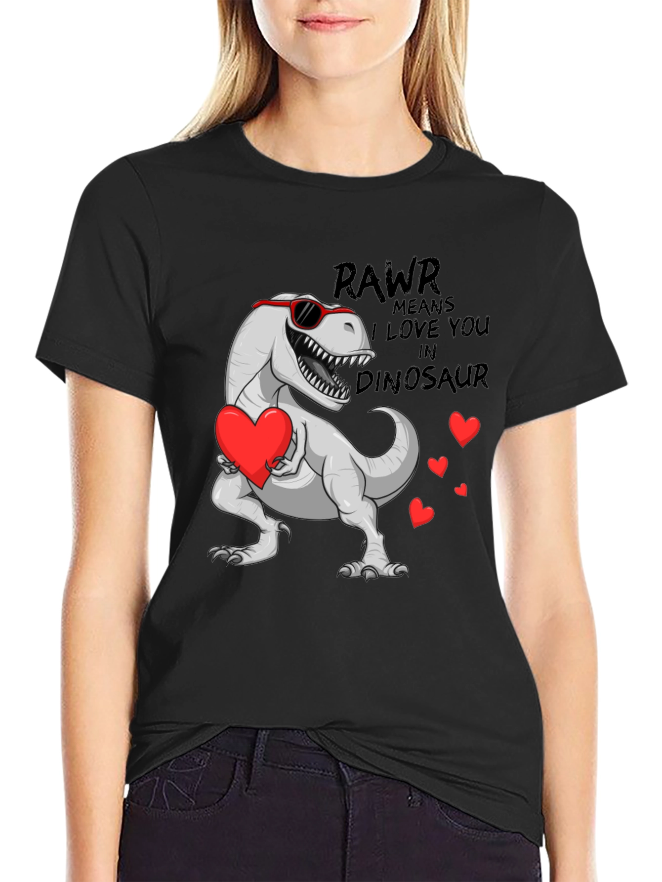 Rawr Means I Love You Dinosaur Valentines Day T-Shirt