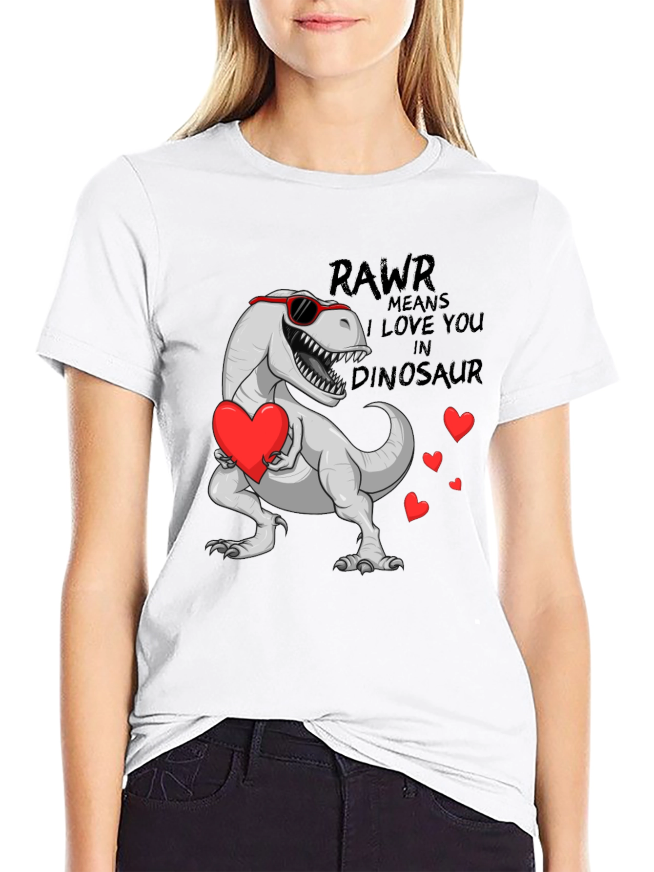 Rawr Means I Love You Dinosaur Valentines Day T-Shirt