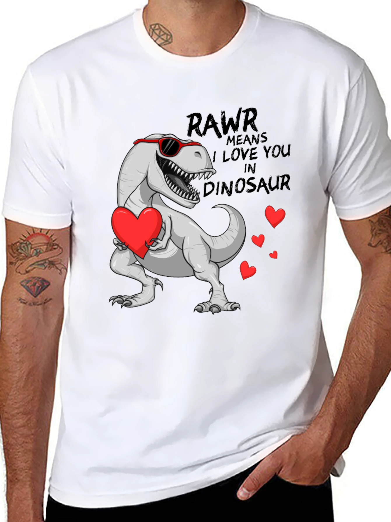 Rawr Means I Love You Dinosaur Valentines Day T-Shirt
