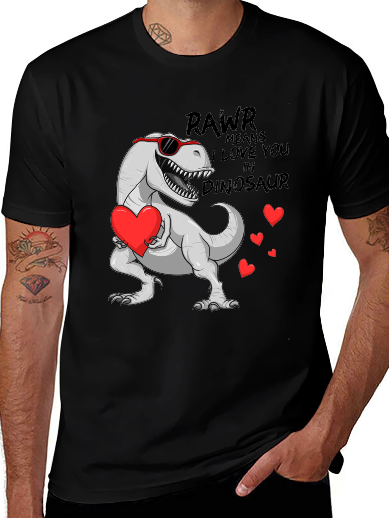 Rawr Means I Love You Dinosaur Valentines Day T-Shirt