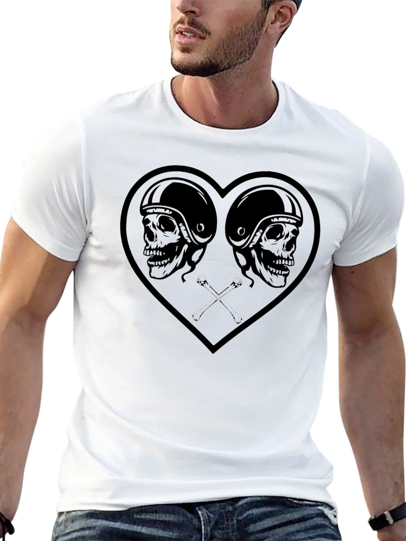Skull Heart Graphic Tee - Mens Black T-Shirt