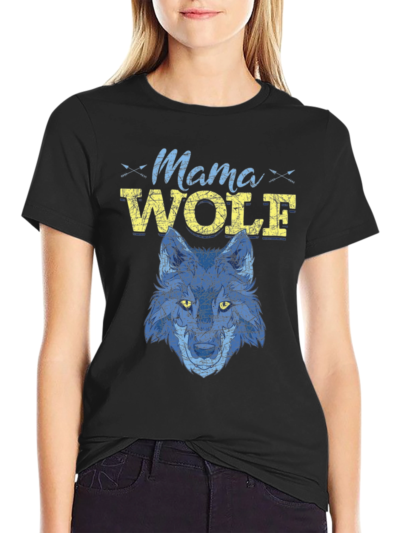 Mama Wolf Graphic Tee - Blue Wolf Design