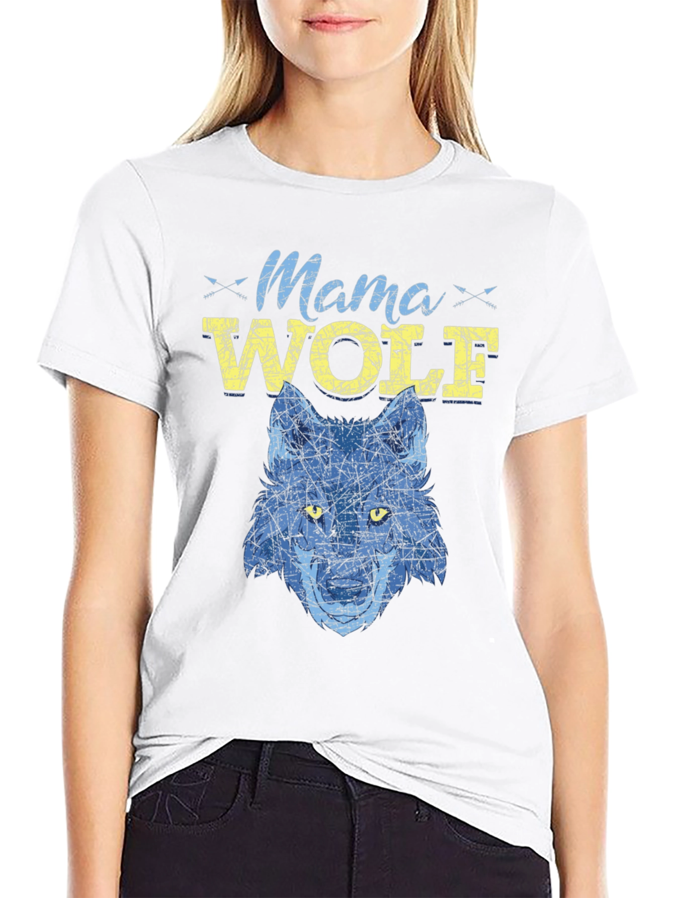 Mama Wolf Graphic Tee - Blue Wolf Design