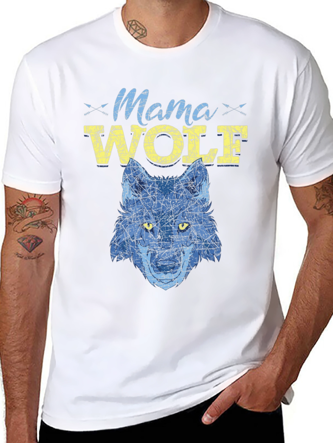 Mama Wolf Graphic Tee - Blue Wolf Design