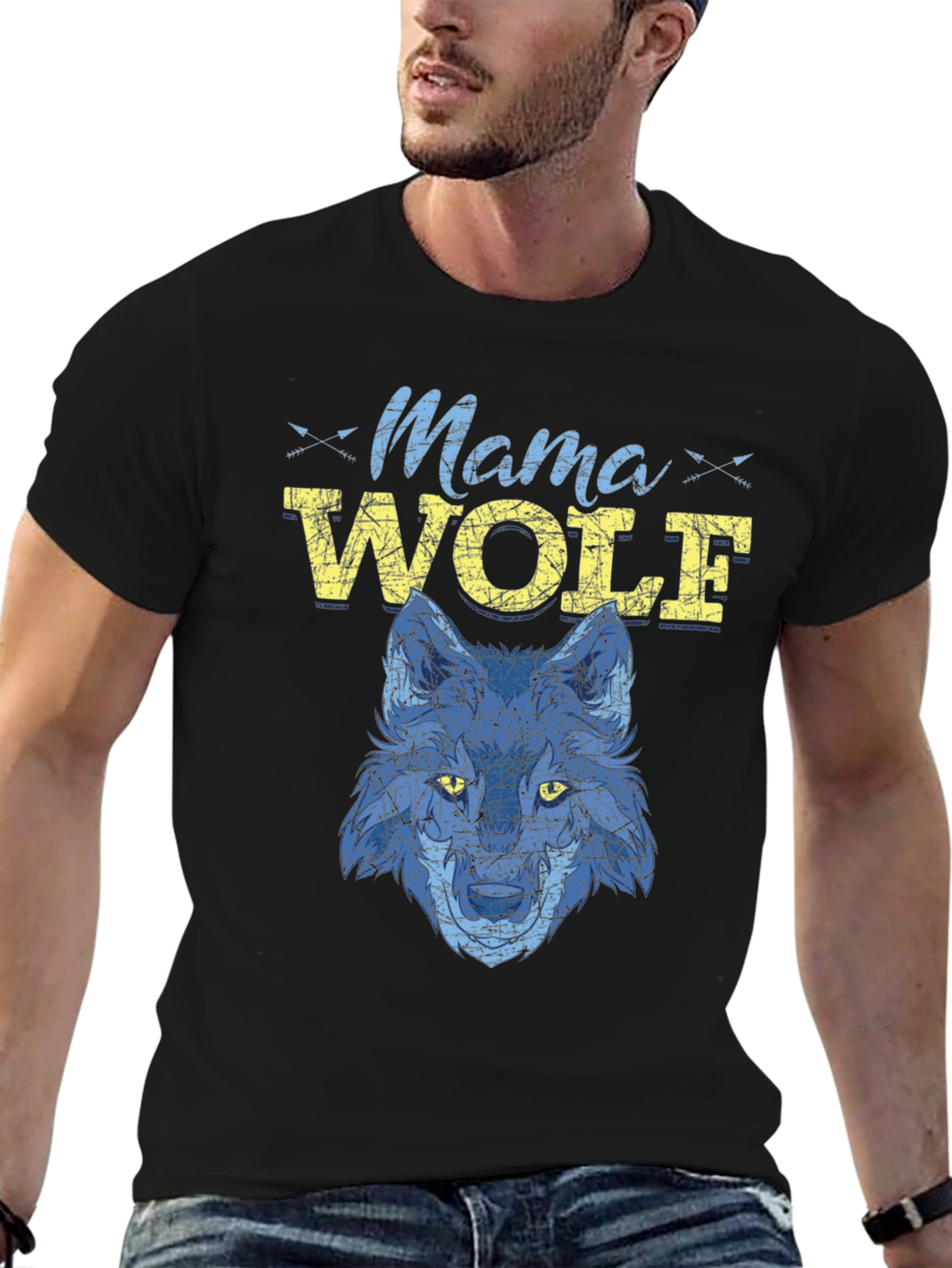 Mama Wolf Graphic Tee - Blue Wolf Design