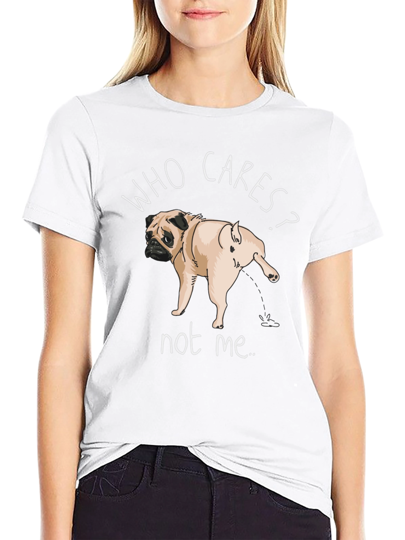 Who Cares Pug Black T-Shirt