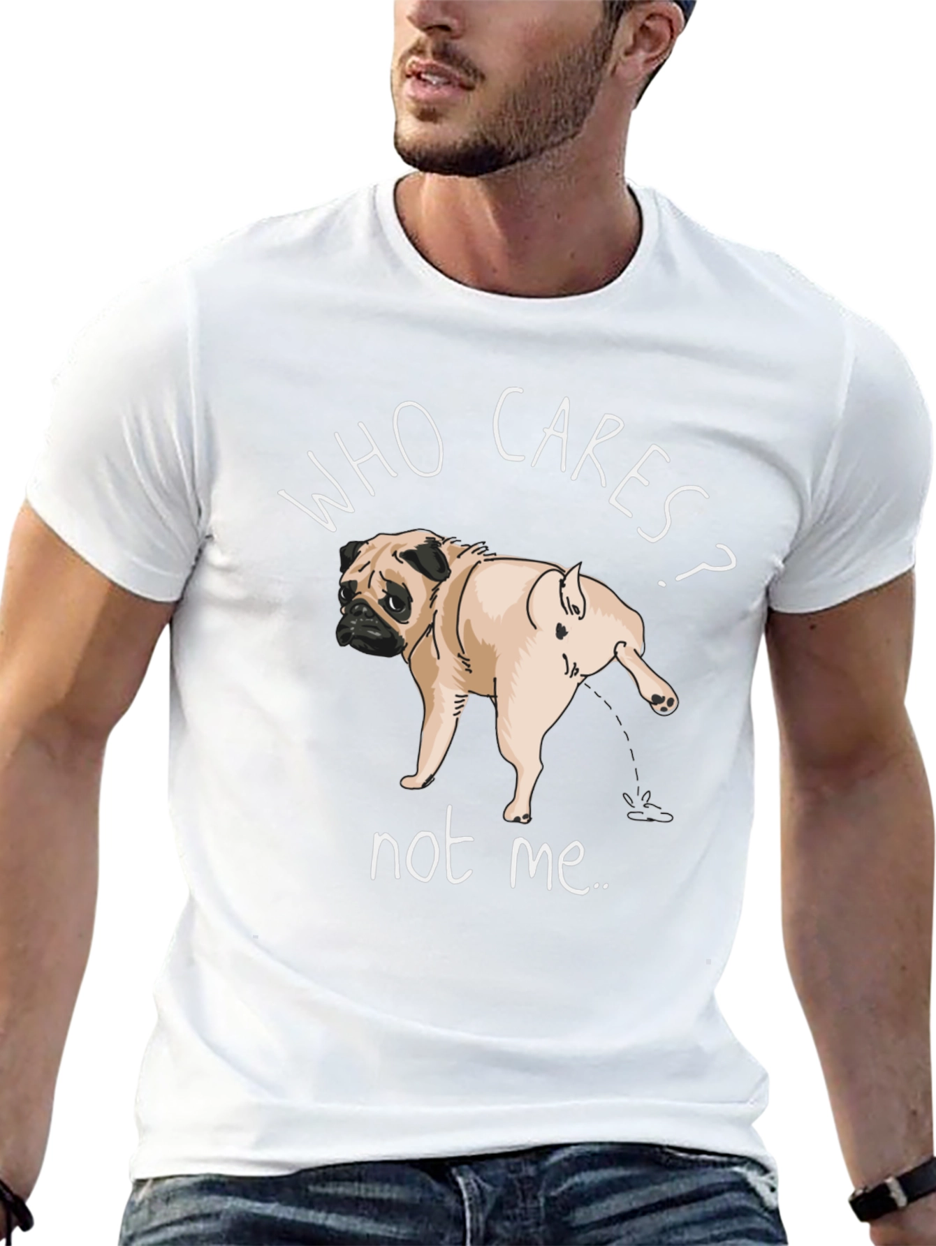 Who Cares Pug Black T-Shirt