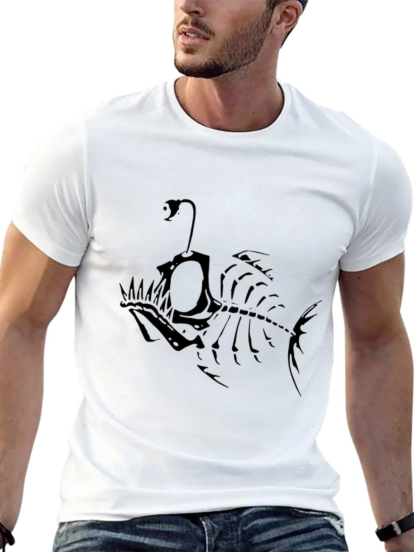 Angler Fish Skeleton Graphic Tee - Black