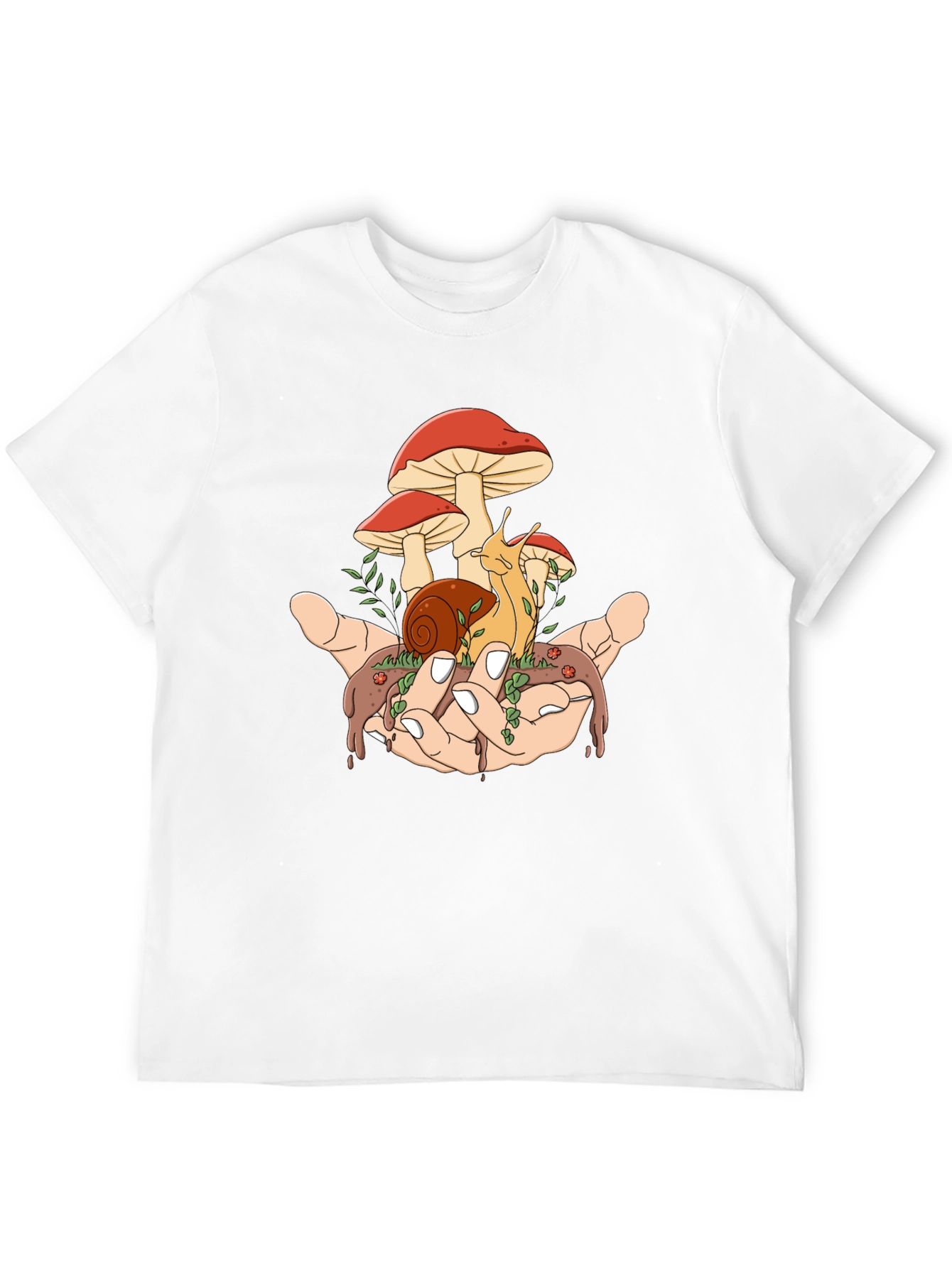 Mushroom Snail Hand Graphic T-Shirt