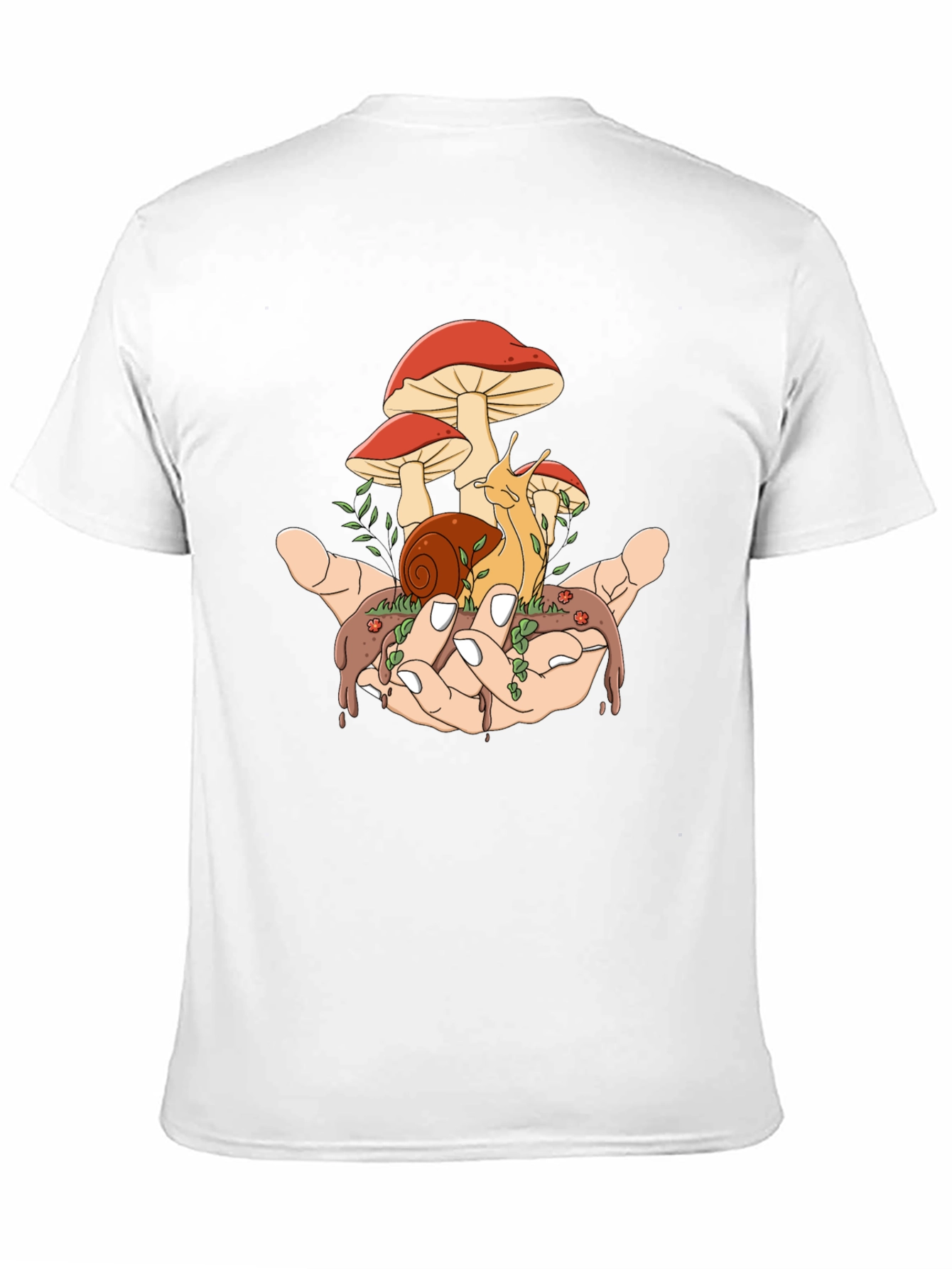 Mushroom Snail Hand Graphic T-Shirt