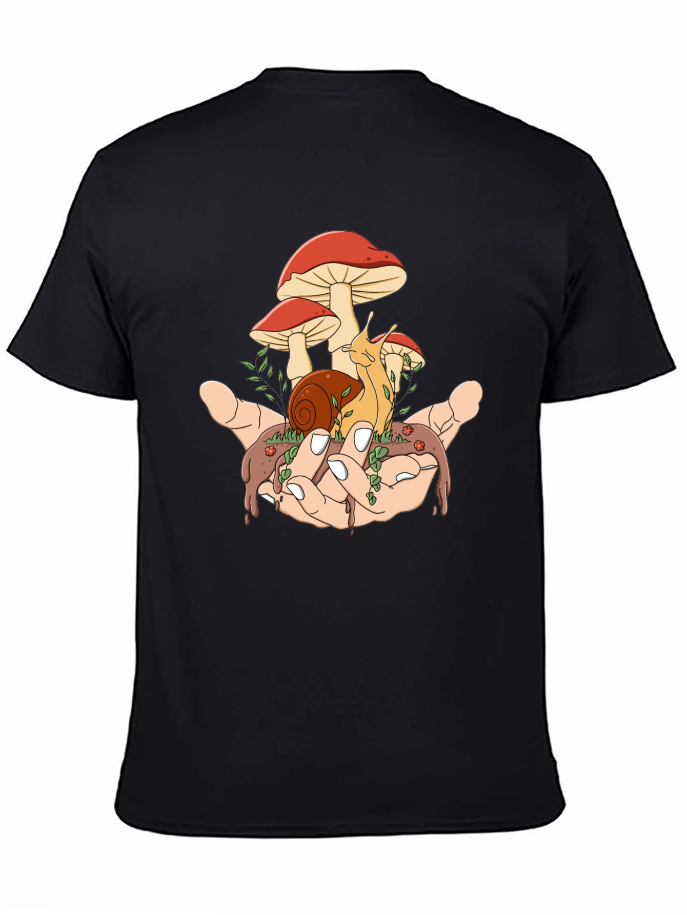 Mushroom Snail Hand Graphic T-Shirt