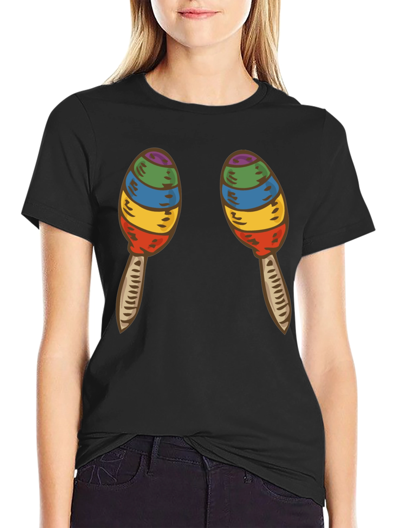 Maracas Graphic Tee - Black Cotton T-Shirt
