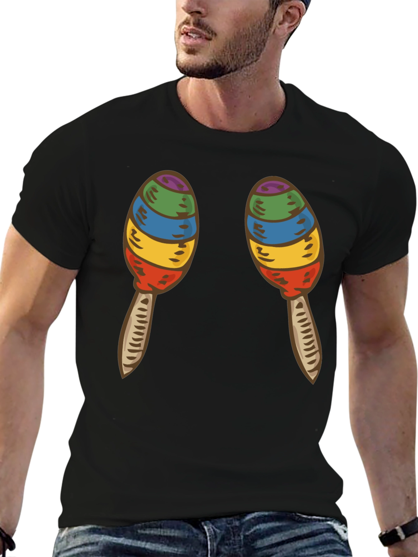 Maracas Graphic Tee - Black Cotton T-Shirt