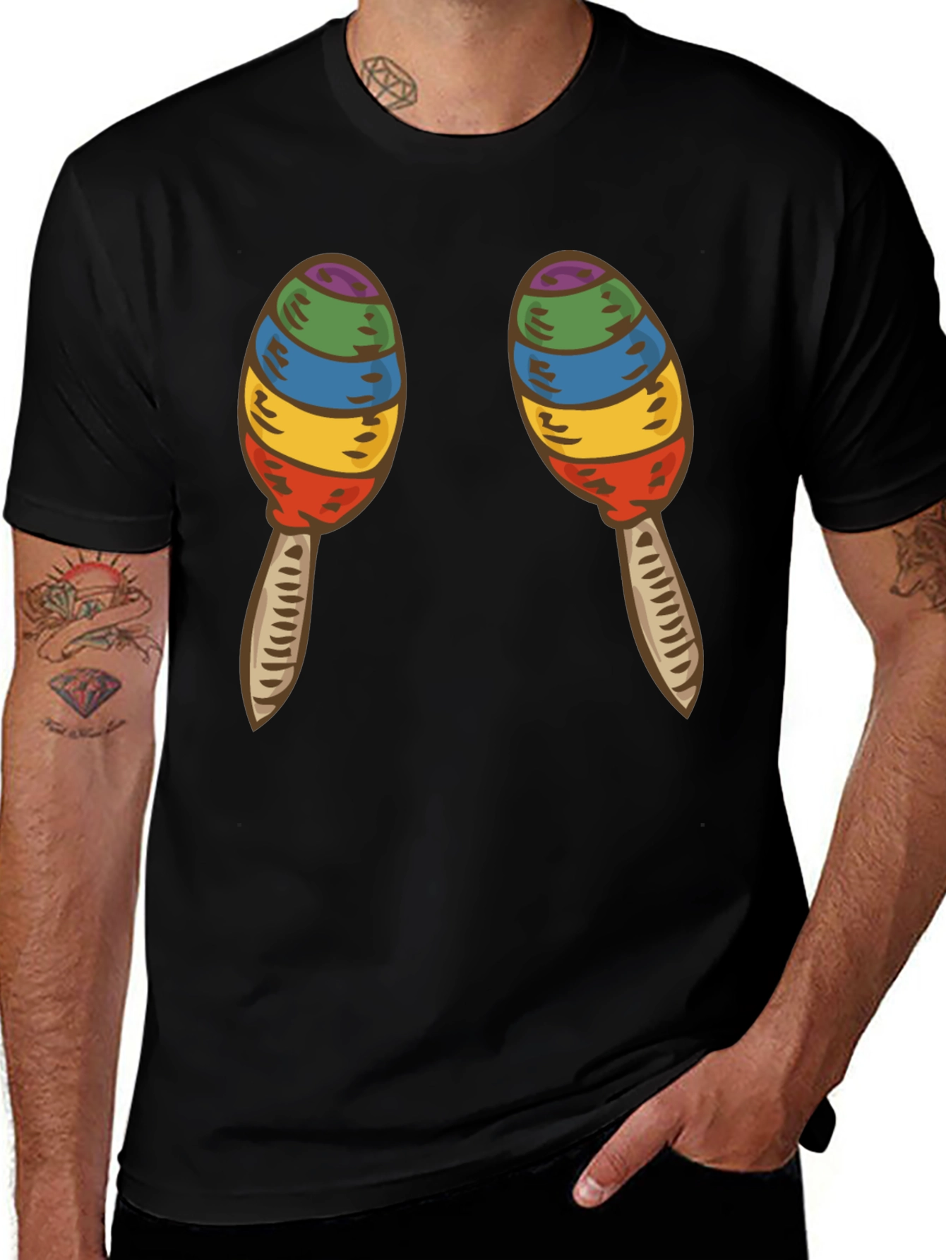 Maracas Graphic Tee - Black Cotton T-Shirt