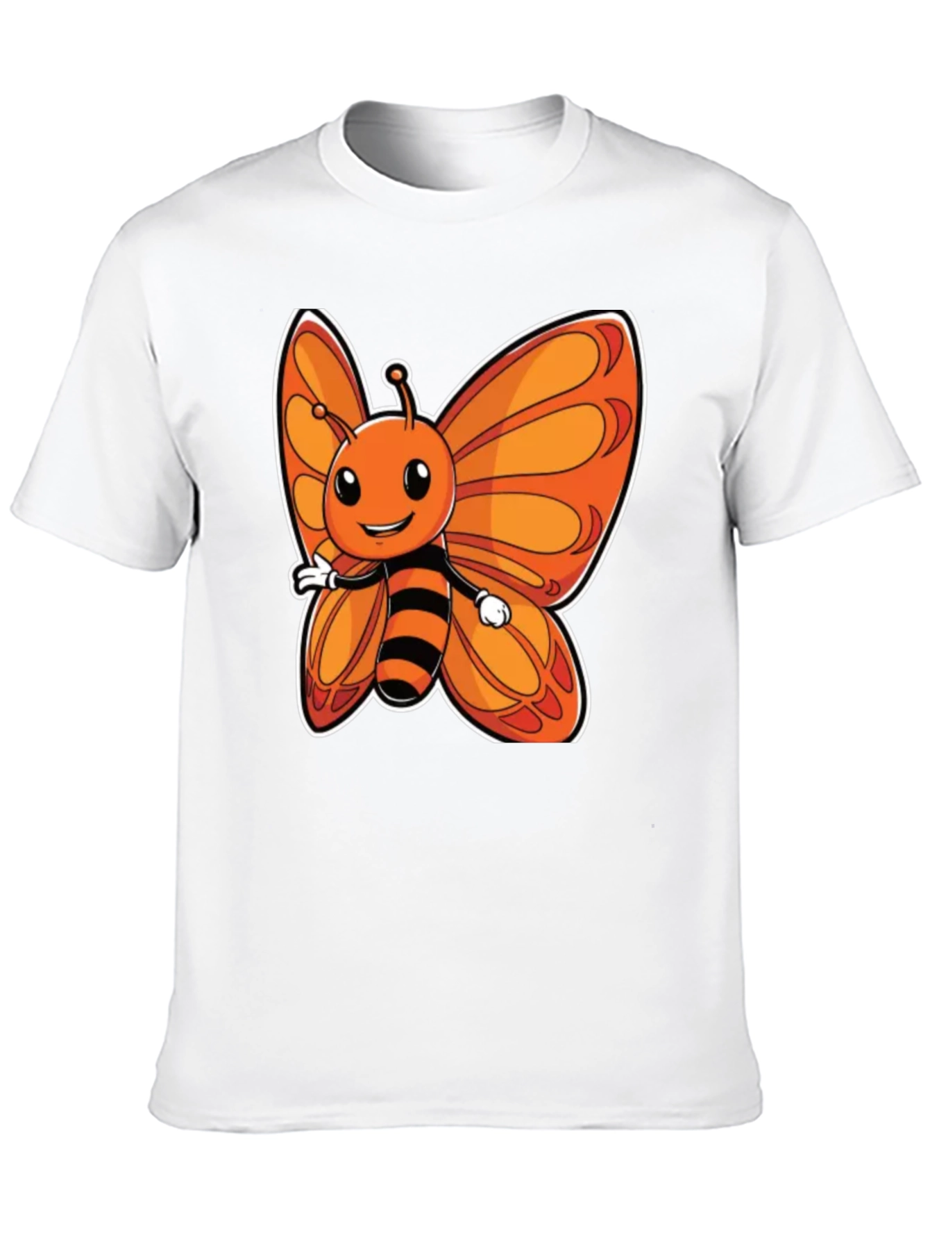 Cartoon Butterfly Graphic T-Shirt - Fun Black Tee