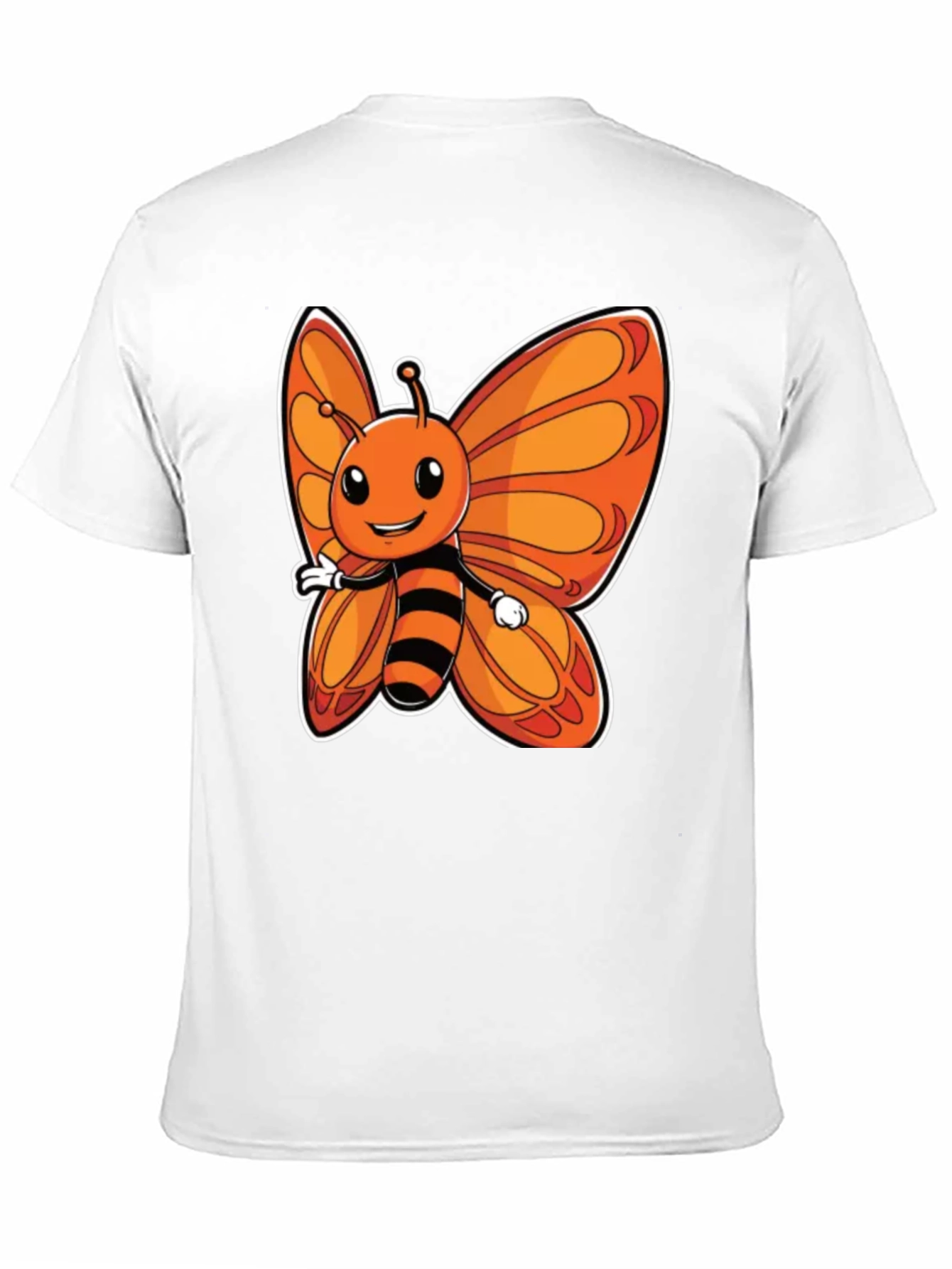 Cartoon Butterfly Graphic T-Shirt - Fun Black Tee
