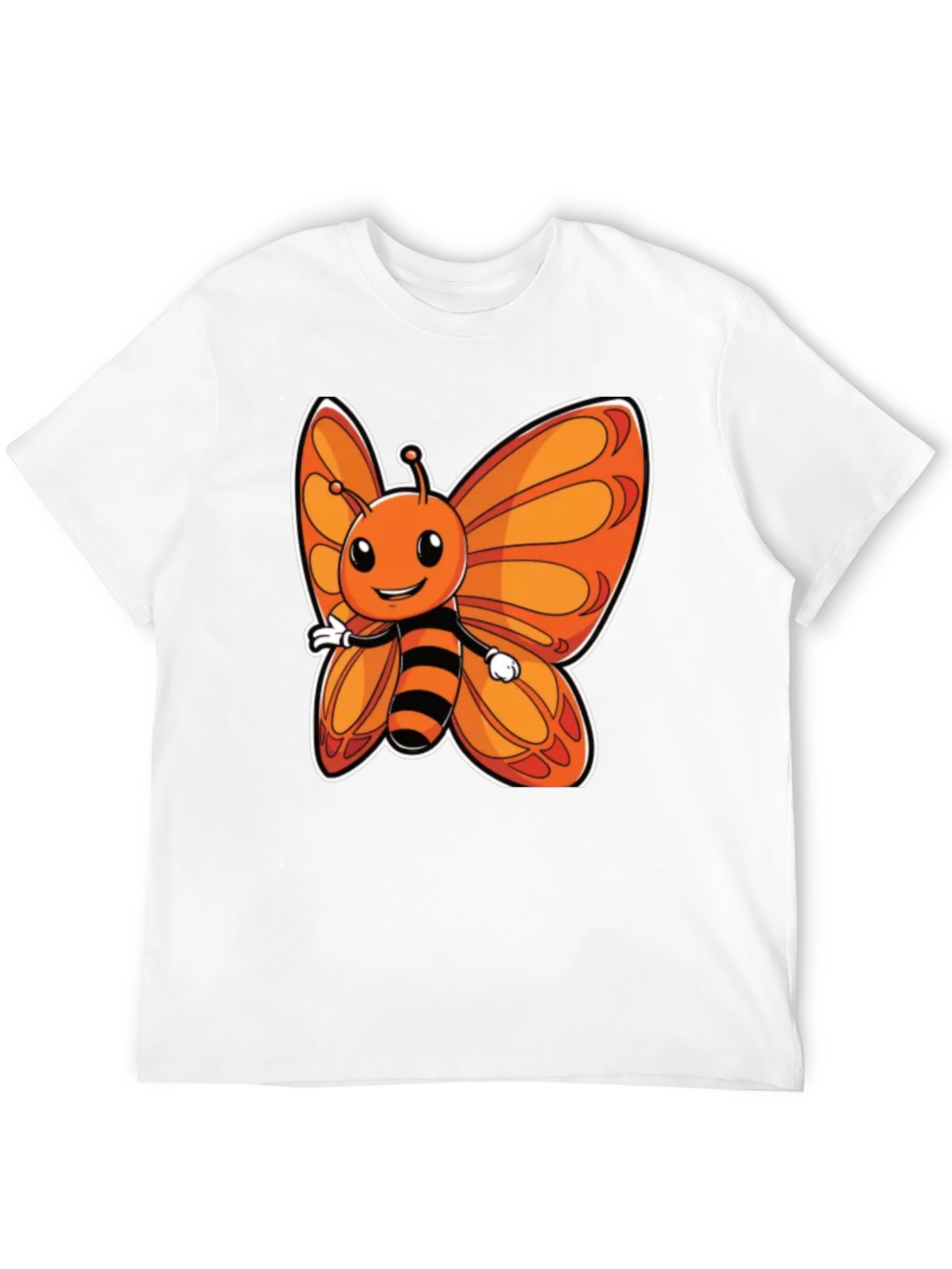 Cartoon Butterfly Graphic T-Shirt - Fun Black Tee
