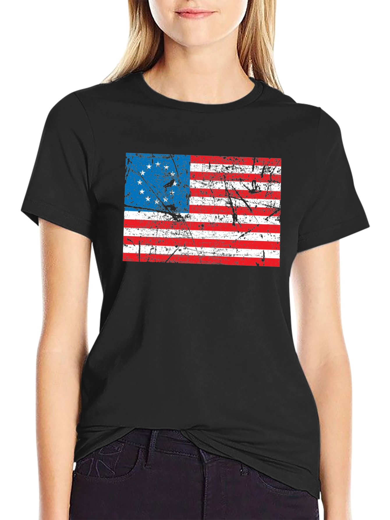 Betsy Ross Flag Graphic Tee - Black
