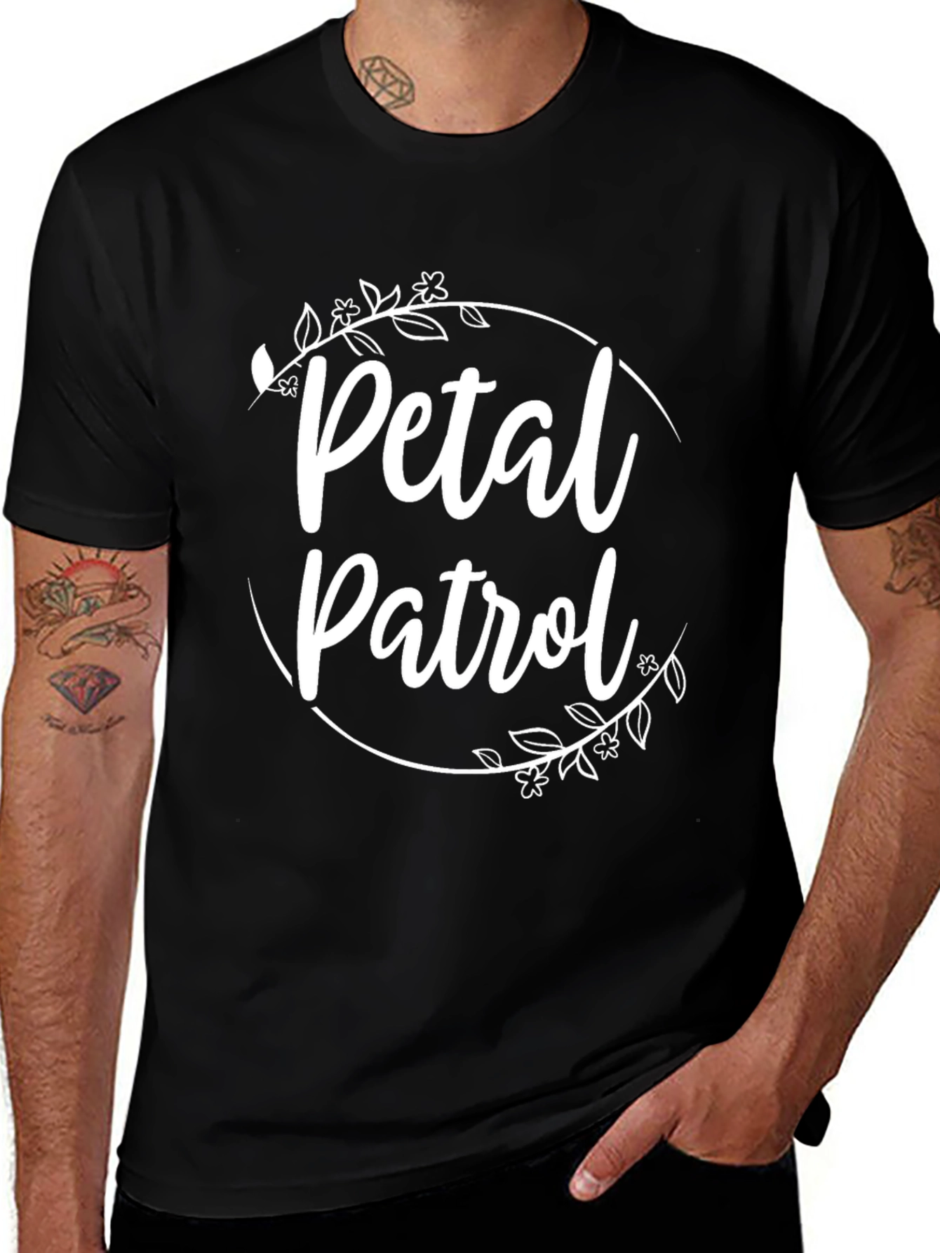 Petal Patrol Graphic Tee - Black Crew Neck T-Shirt