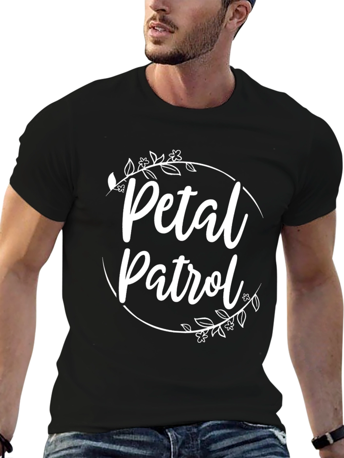 Petal Patrol Graphic Tee - Black Crew Neck T-Shirt