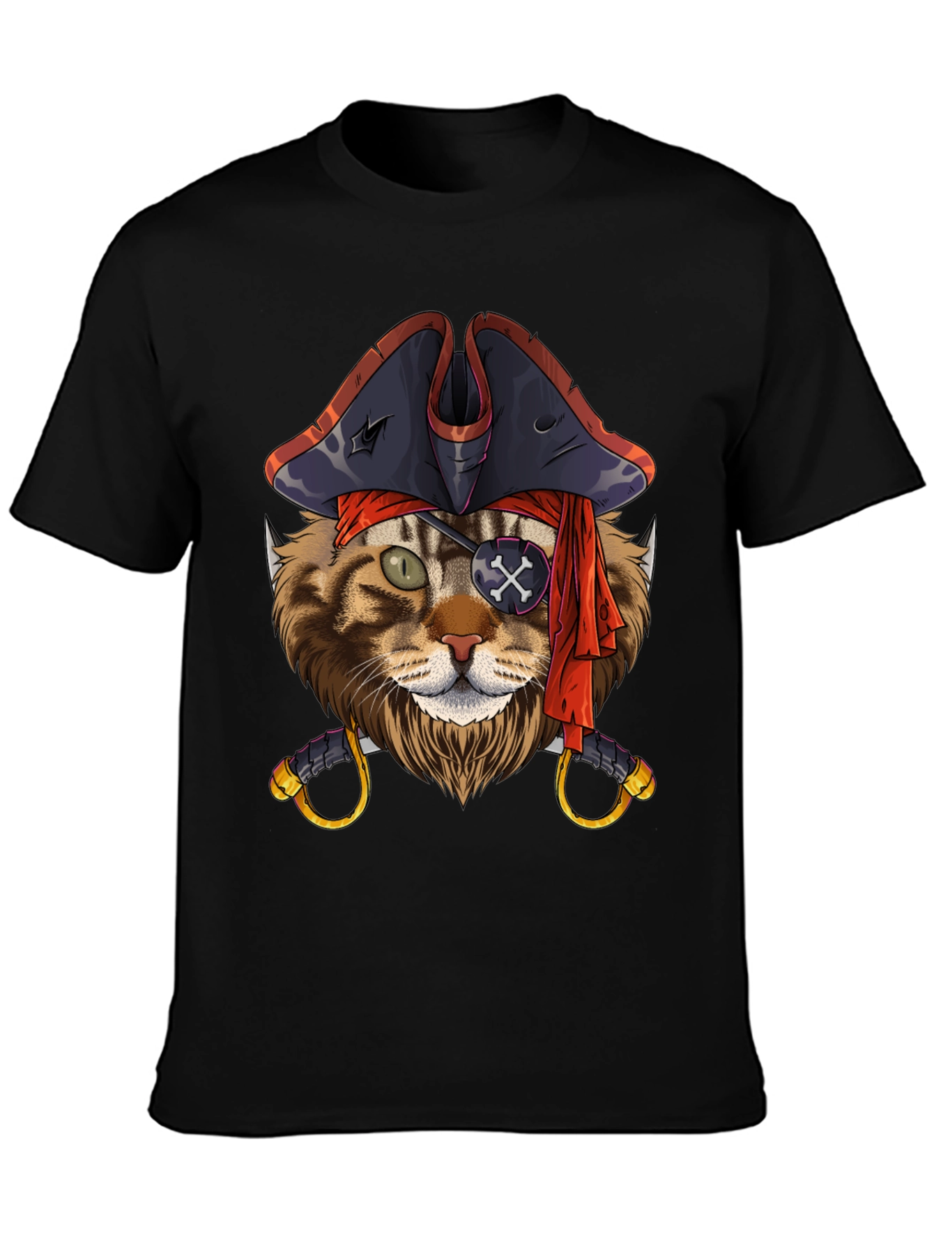 Pirate Cat Graphic T-Shirt - Funny Feline Design