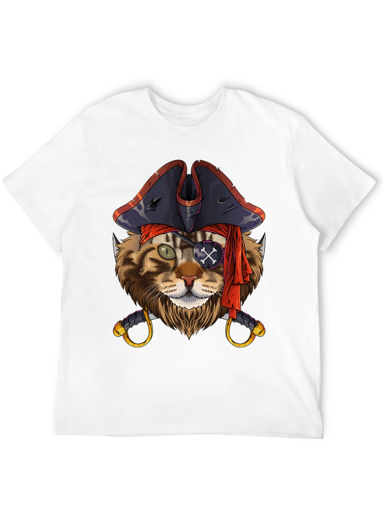 Pirate Cat Graphic T-Shirt - Funny Feline Design