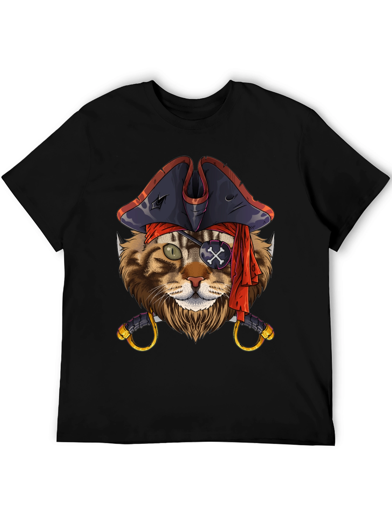 Pirate Cat Graphic T-Shirt - Funny Feline Design