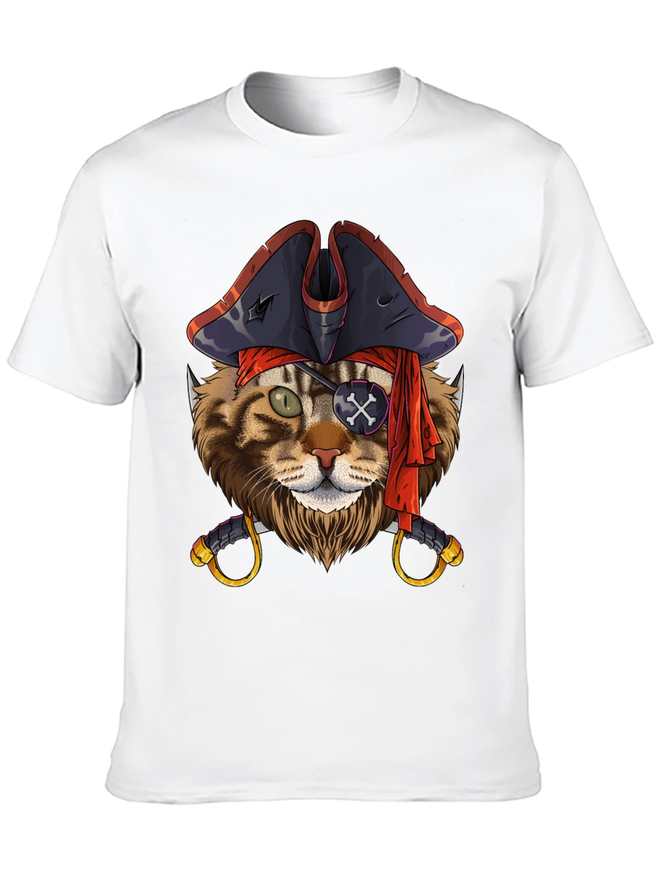 Pirate Cat Graphic T-Shirt - Funny Feline Design