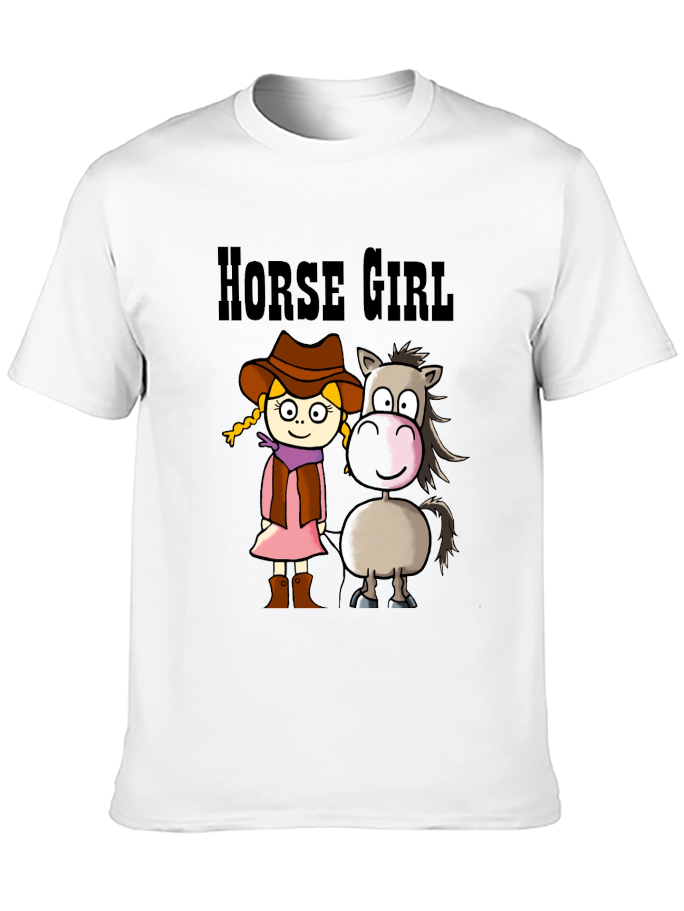 Horse Girl Cartoon T-Shirt - Cute Animal Tee