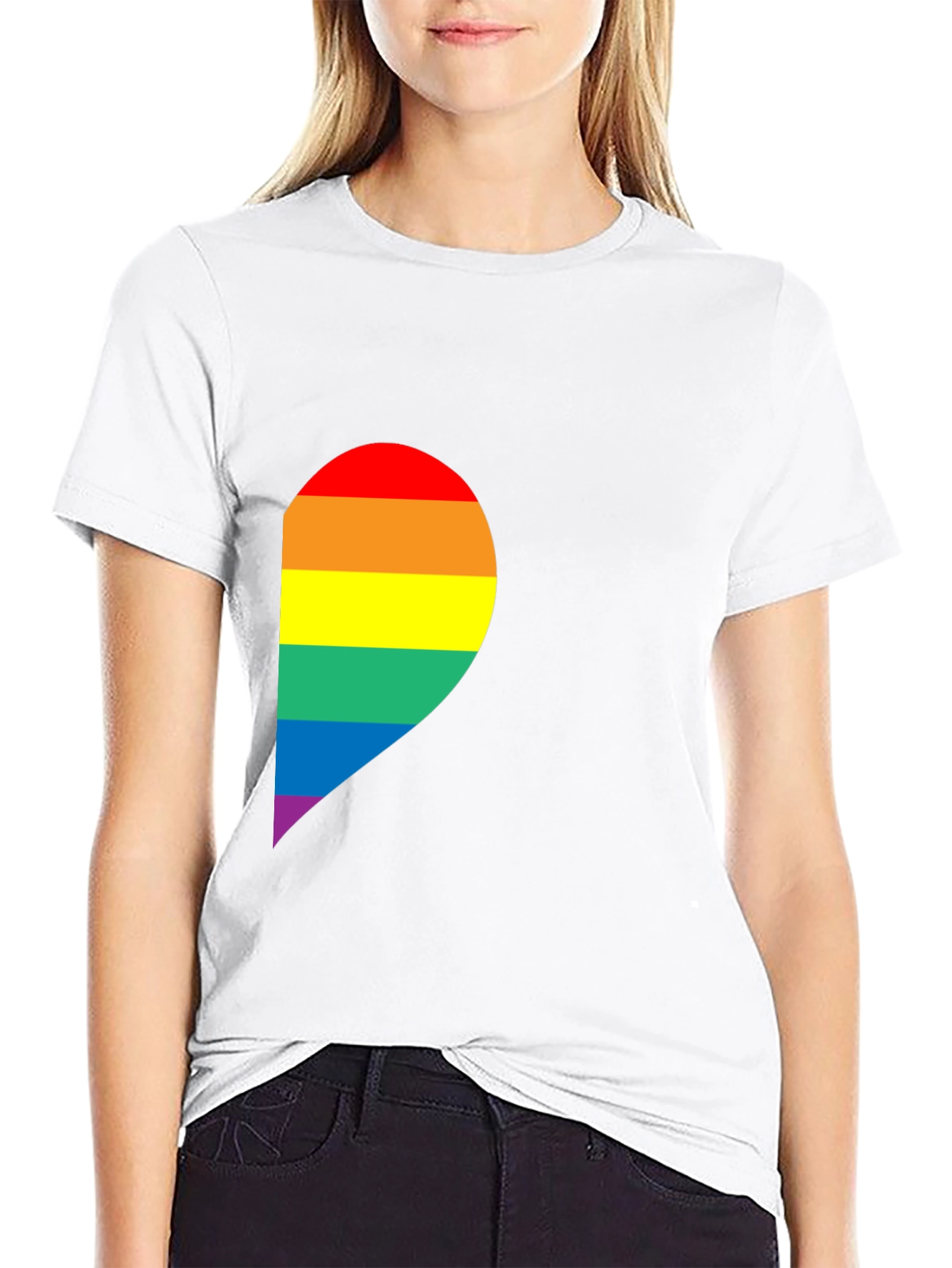 Rainbow Heart Graphic Tee - Pride Month Apparel