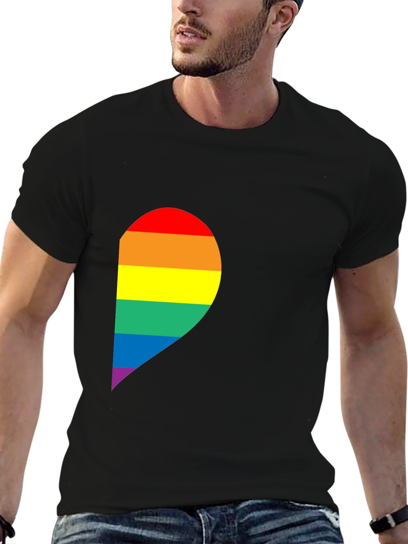 Rainbow Heart Graphic Tee - Pride Month Apparel
