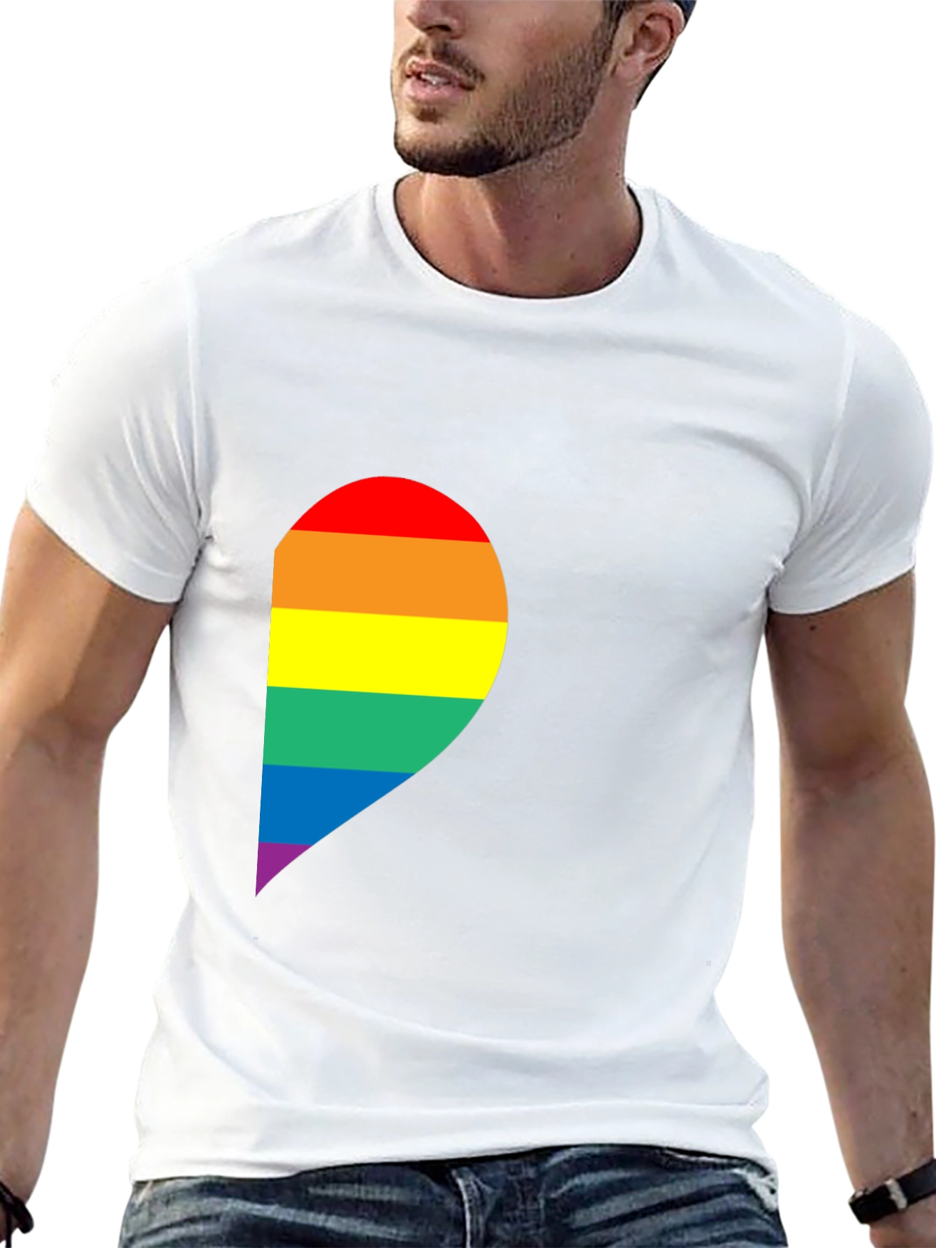 Rainbow Heart Graphic Tee - Pride Month Apparel