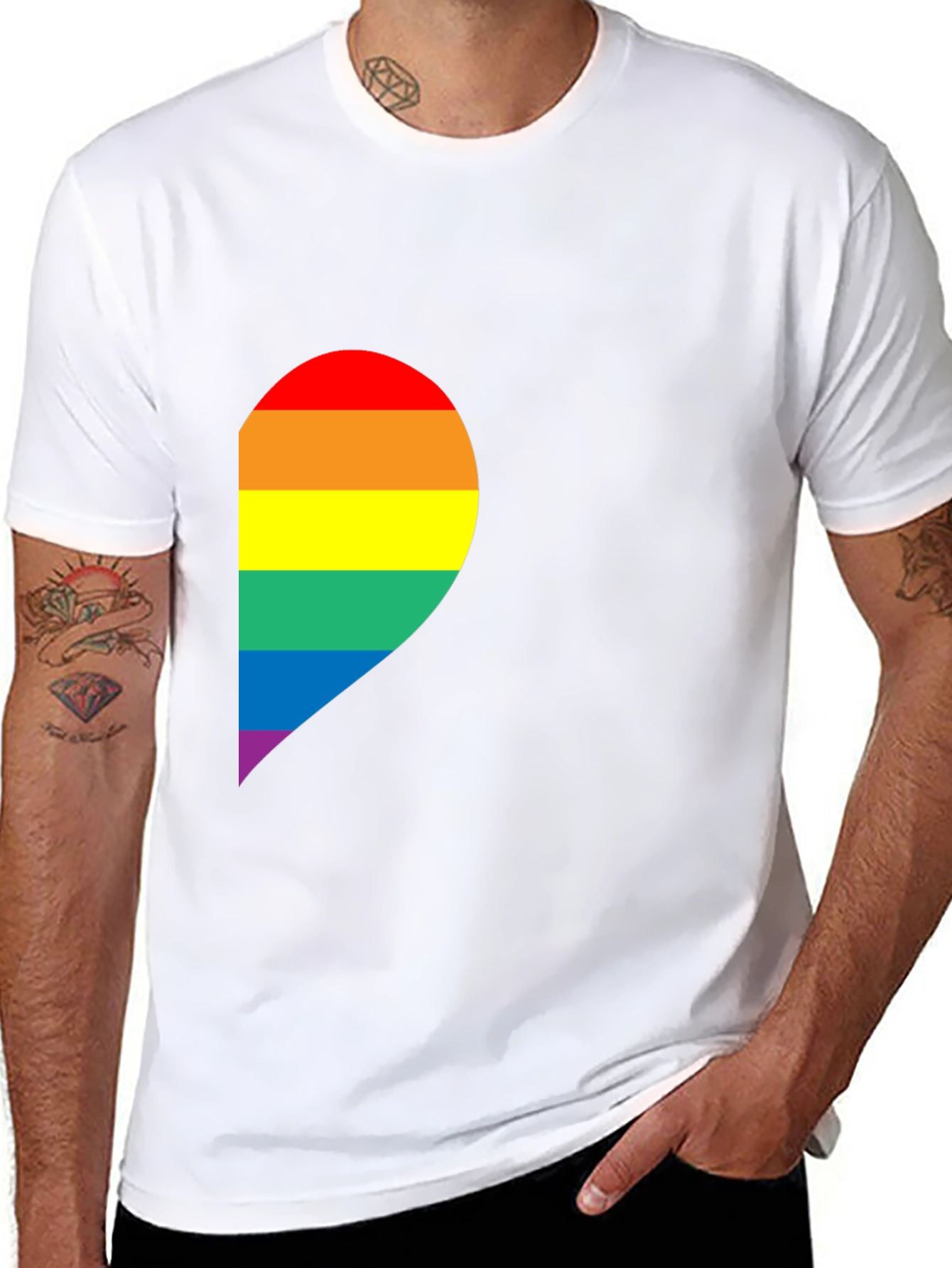 Rainbow Heart Graphic Tee - Pride Month Apparel