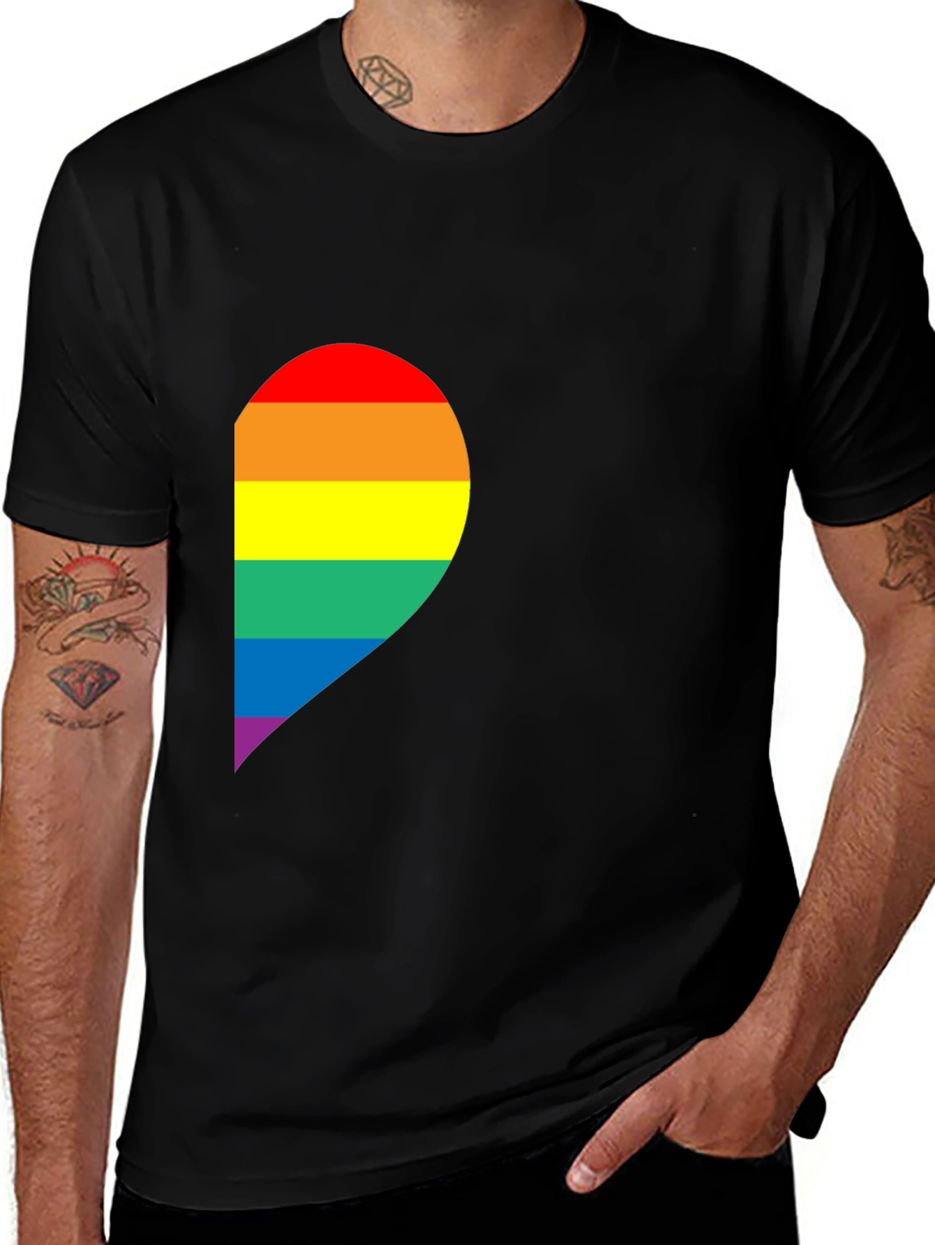 Rainbow Heart Graphic Tee - Pride Month Apparel