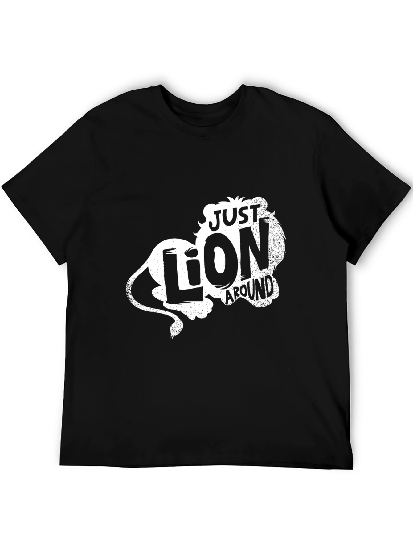 Just Lion Around Mens Black Graphic Tee