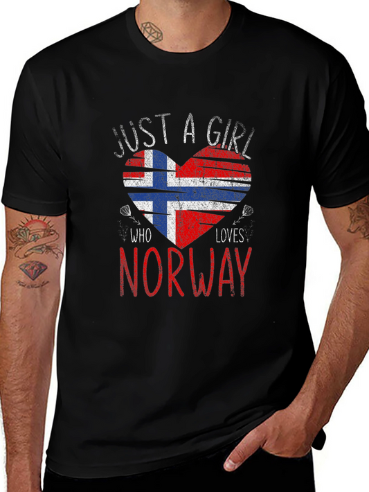 Norway Flag Heart T-Shirt - Just A Girl Who Loves Norway