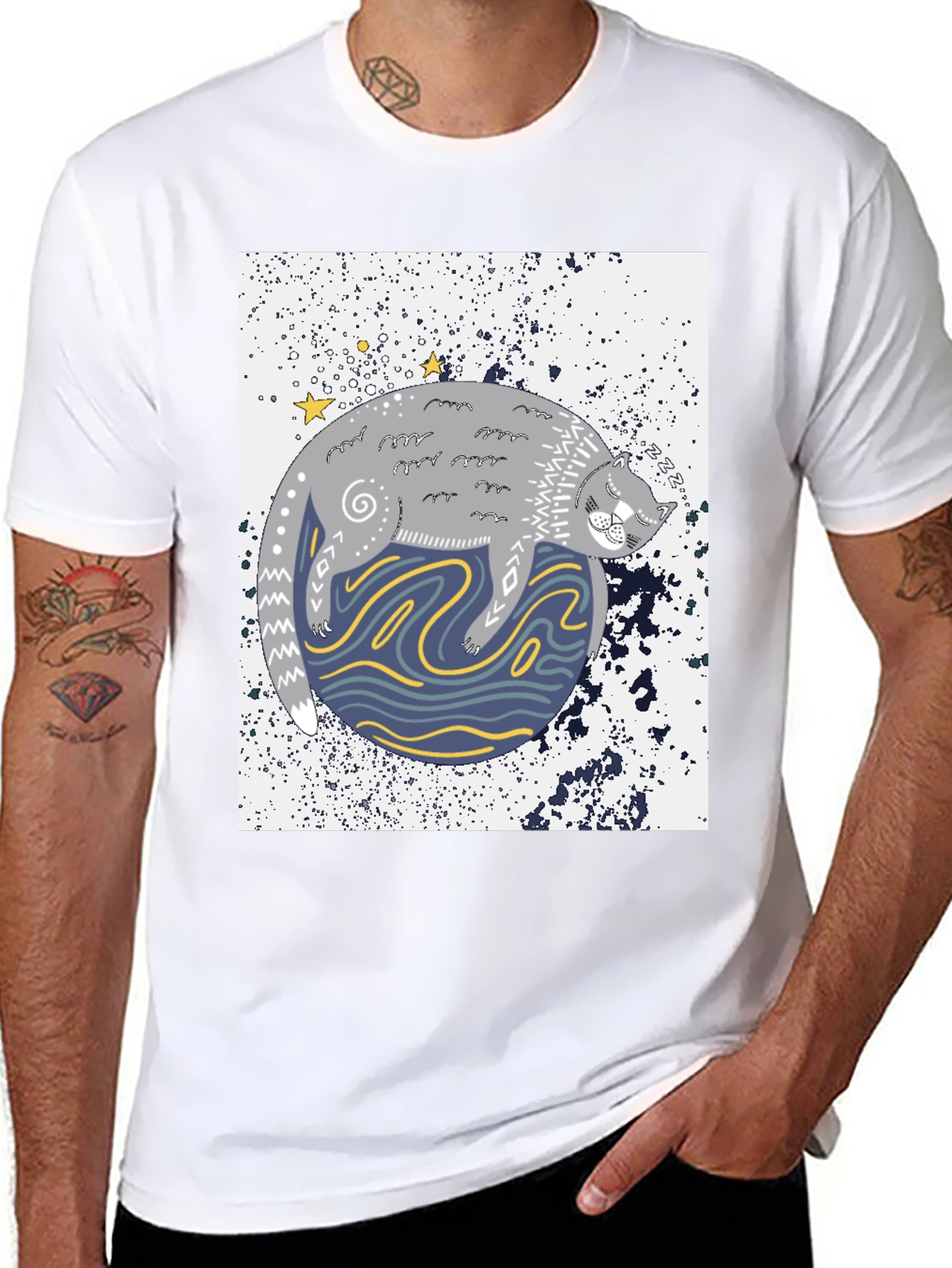 Cosmic Cat Black Graphic Tee