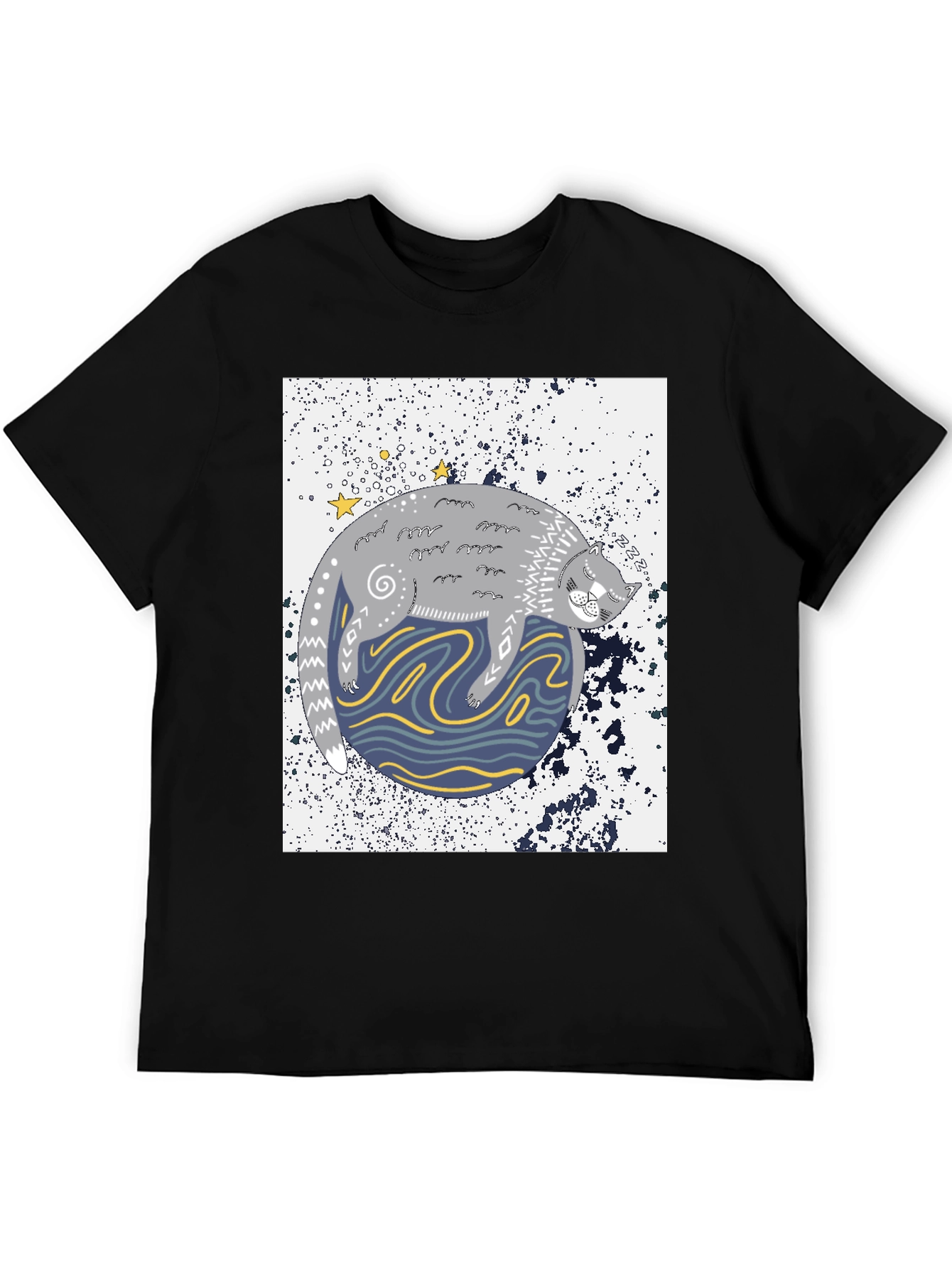 Cosmic Cat Black Graphic Tee