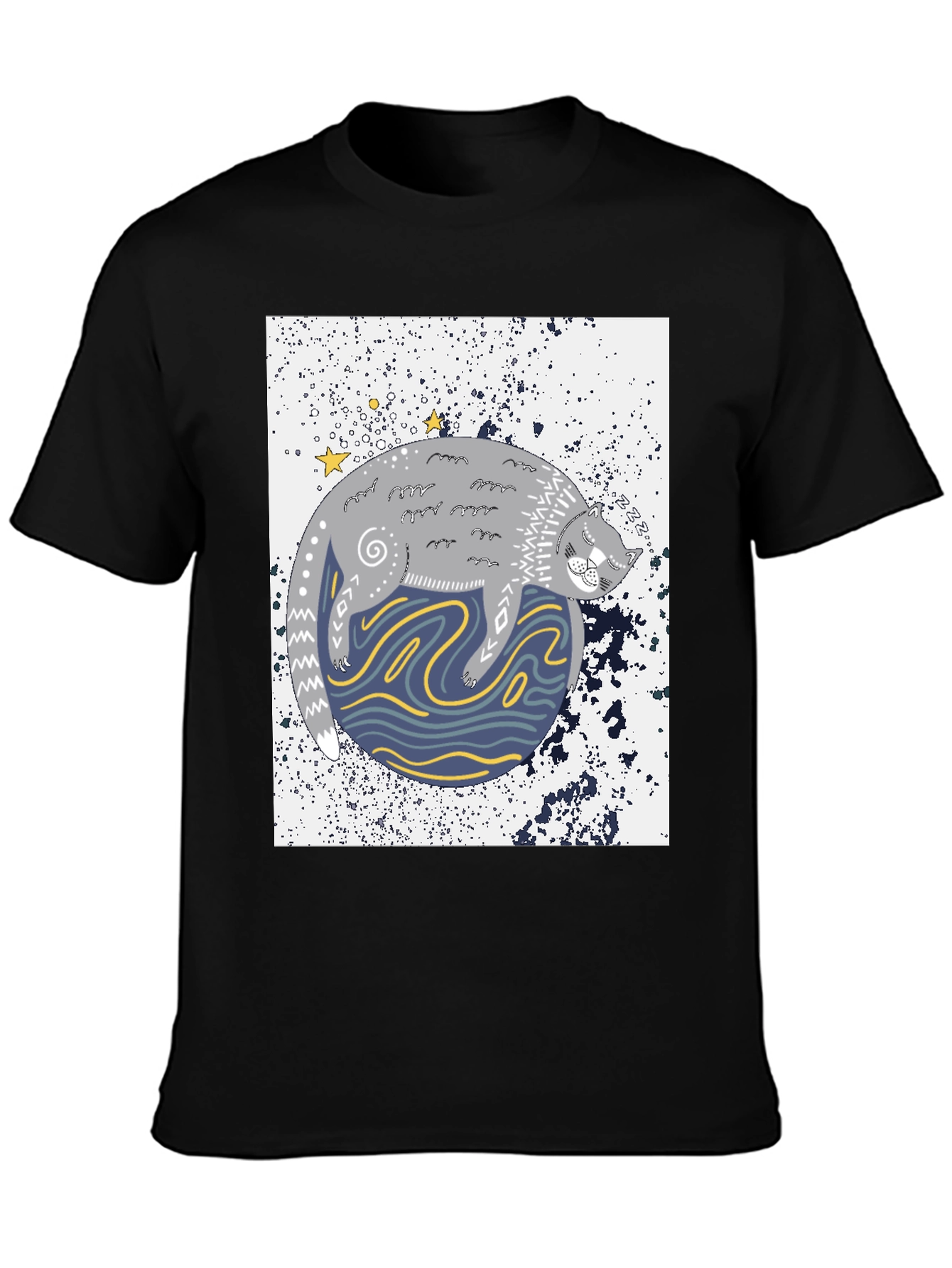 Cosmic Cat Black Graphic Tee